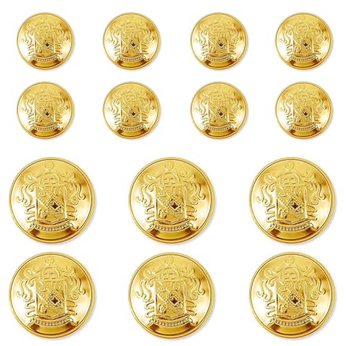 YaHoGa 14 PCS Gold Metal Blazer Buttons Set 20mm (4/5 inch) 15mm (3/5 inch) for Blazers, Suits, Sport Coat, Uniform, Jackets (MB20350) - Image 5