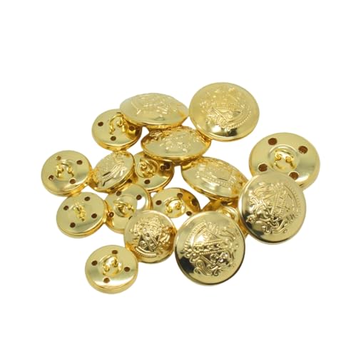 YaHoGa 14 PCS Gold Metal Blazer Buttons Set 20mm (4/5 inch) 15mm (3/5 inch) for Blazers, Suits, Sport Coat, Uniform, Jackets (MB20350) - Image 2