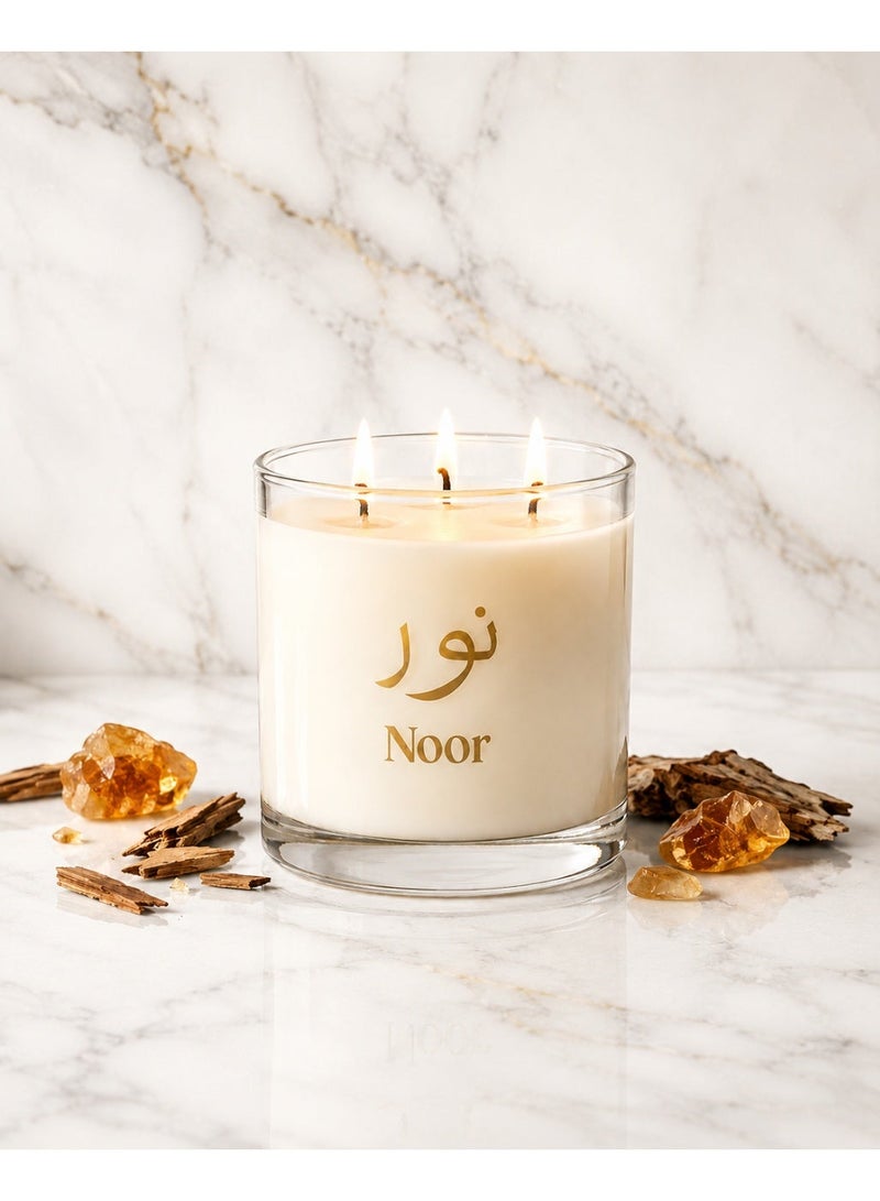 Noor Fragrances Midnight Bleu Luxury Scented Candle 380g – Premium Amber & Woody Home Fragrance Candle - Image 2