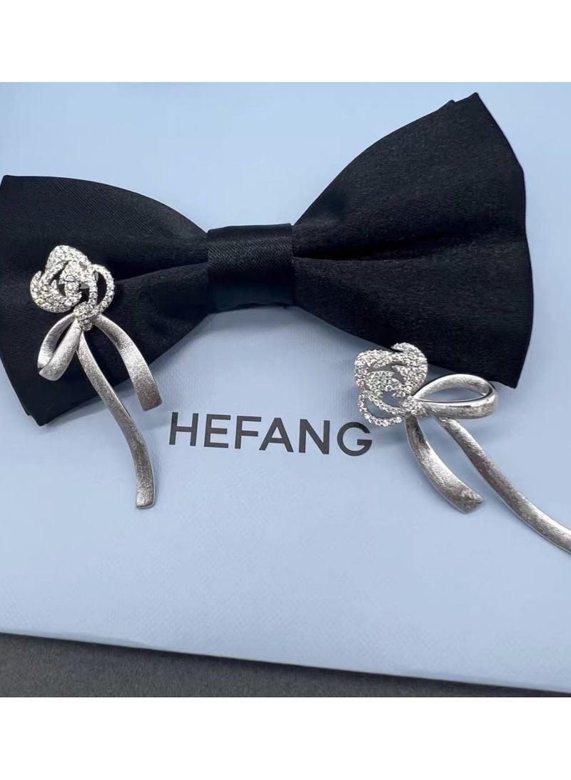 HEFANG Light Luxury Personalized High-End Rose Ribbon Earrings  - Image 1