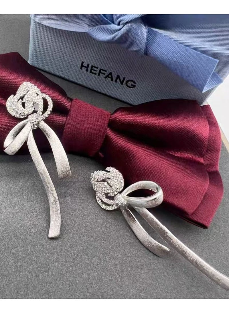 HEFANG Light Luxury Personalized High-End Rose Ribbon Earrings  - Image 2