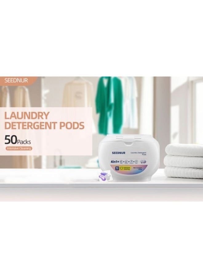 SEEDNUR Seednur Laundry Detergent Pods 4in1 Plant Extract Laundry Capsules Long Lasting Fragrance Anti-Bacterial Laundry Detergent 50 packs  - Image 5