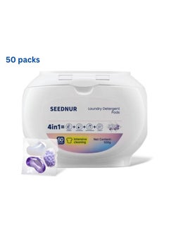 SEEDNUR Seednur Laundry Detergent Pods 4in1 Plant Extract Laundry Capsules Long Lasting Fragrance Anti-Bacterial Laundry Detergent 50 packs  - Image 1