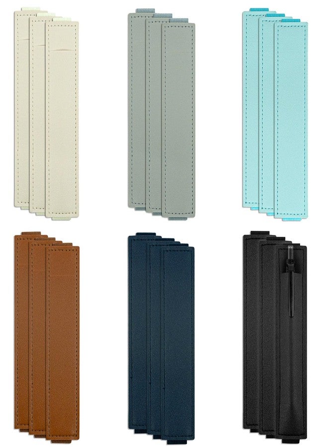 GTILE 18 Pcs Elastic Band Pen Holder, PU Leather Pen Sleeve Pouch for Notebook, Pencil Holder Straps for Office Supplies, 6.4 Inches, 6 Colors - Image 1