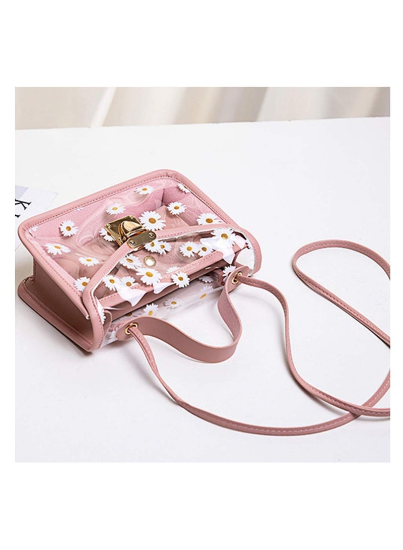 Flower Daisy Women Crossbody, Clear Crossbody Bag with Hardware Chain, Fashion Lovely Handbag, Suitable for Girl Women Gift (Pink) - Image 4