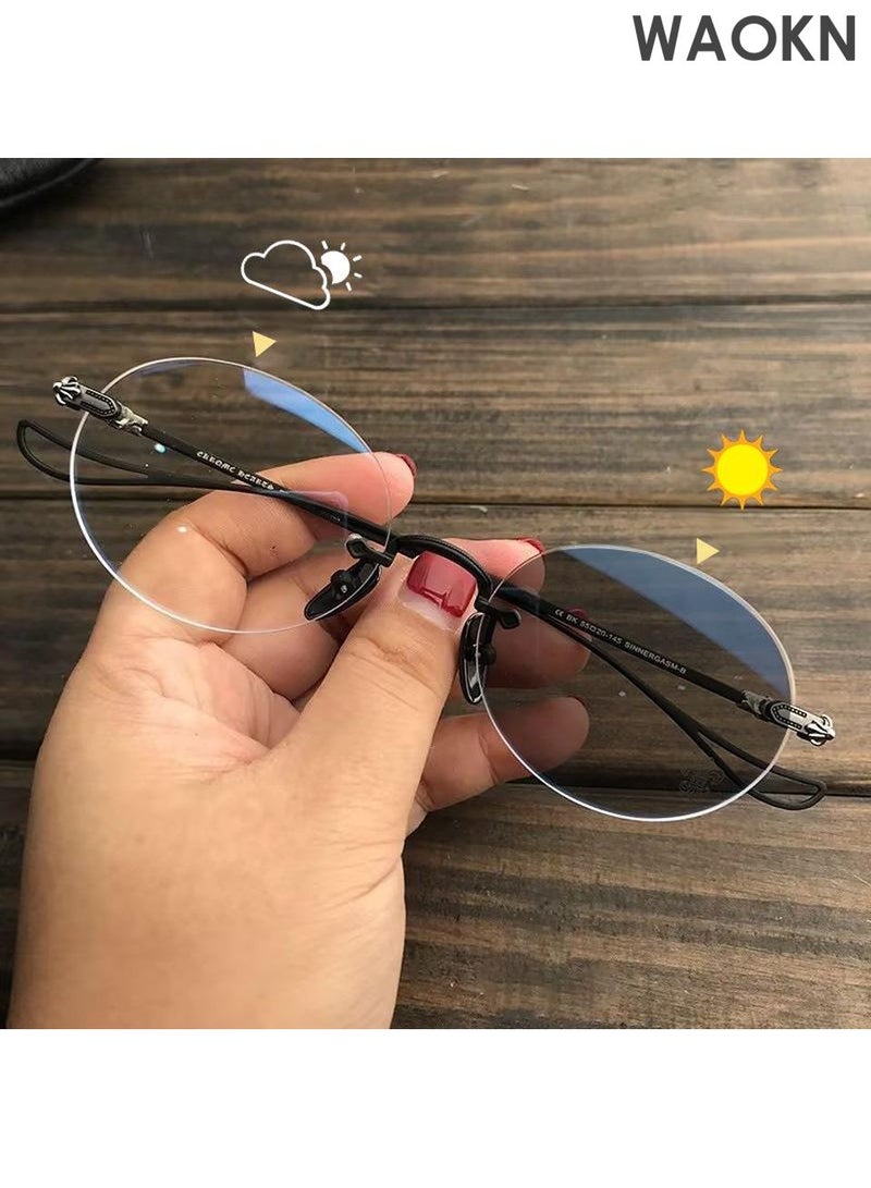 WAOKN Anti Blue Light Glasses Women Men - Retro Round Computer Glasses Blue Light Filter Digital Devices with Metal Frame 100% UV Protection, Anti Eye Eyestrain UV 400 Protection Reading Gaming Glasses - Image 3