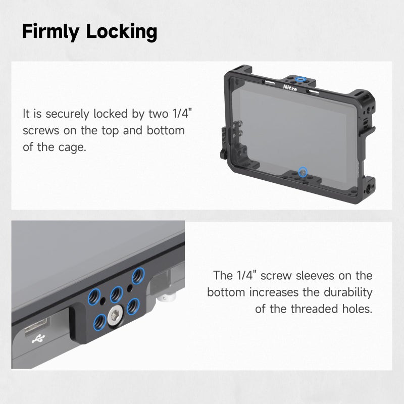 Nitze Cage for PortKeys BM5/BM5 III/BM5 III WR - 5.5" Monitor with Sunhood & HDMI Cable Clamp - JTP2-BM5 - Image 4