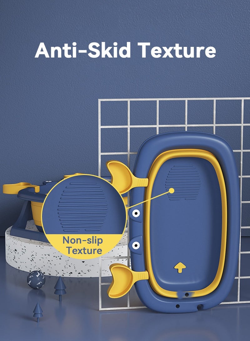 موفانت حوض استحمام قابل للطي للأطفال مكون من 9 قطع، حوض استحمام كبير مضاد للانزلاق، قابل للطي بشكل متكرر وسهل التخزين، يتضمن ألعاب استحمام وشبكة استحمام عائمة للاستلقاء والاستحمام - Image 2