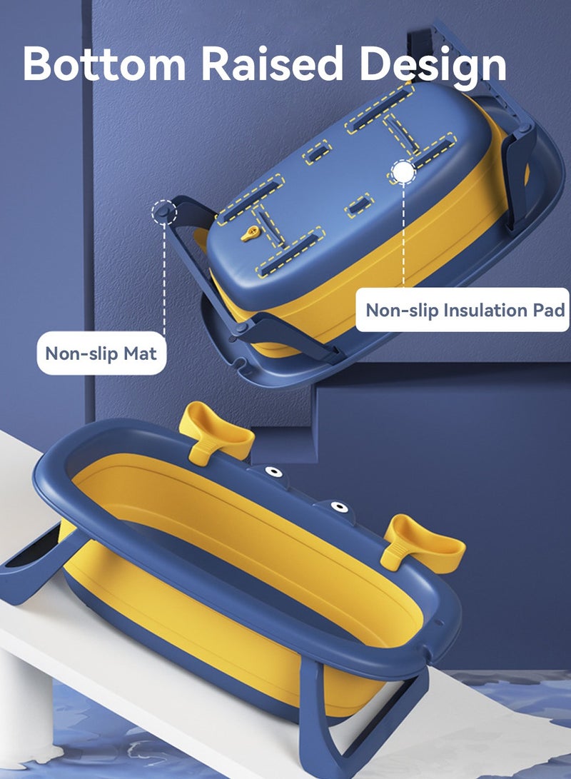 موفانت حوض استحمام قابل للطي للأطفال مكون من 9 قطع، حوض استحمام كبير مضاد للانزلاق، قابل للطي بشكل متكرر وسهل التخزين، يتضمن ألعاب استحمام وشبكة استحمام عائمة للاستلقاء والاستحمام - Image 3