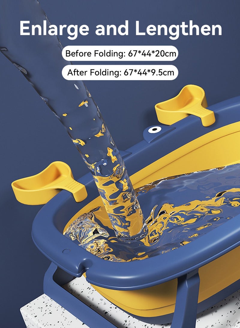 موفانت حوض استحمام قابل للطي للأطفال مكون من 9 قطع، حوض استحمام كبير مضاد للانزلاق، قابل للطي بشكل متكرر وسهل التخزين، يتضمن ألعاب استحمام وشبكة استحمام عائمة للاستلقاء والاستحمام - Image 4
