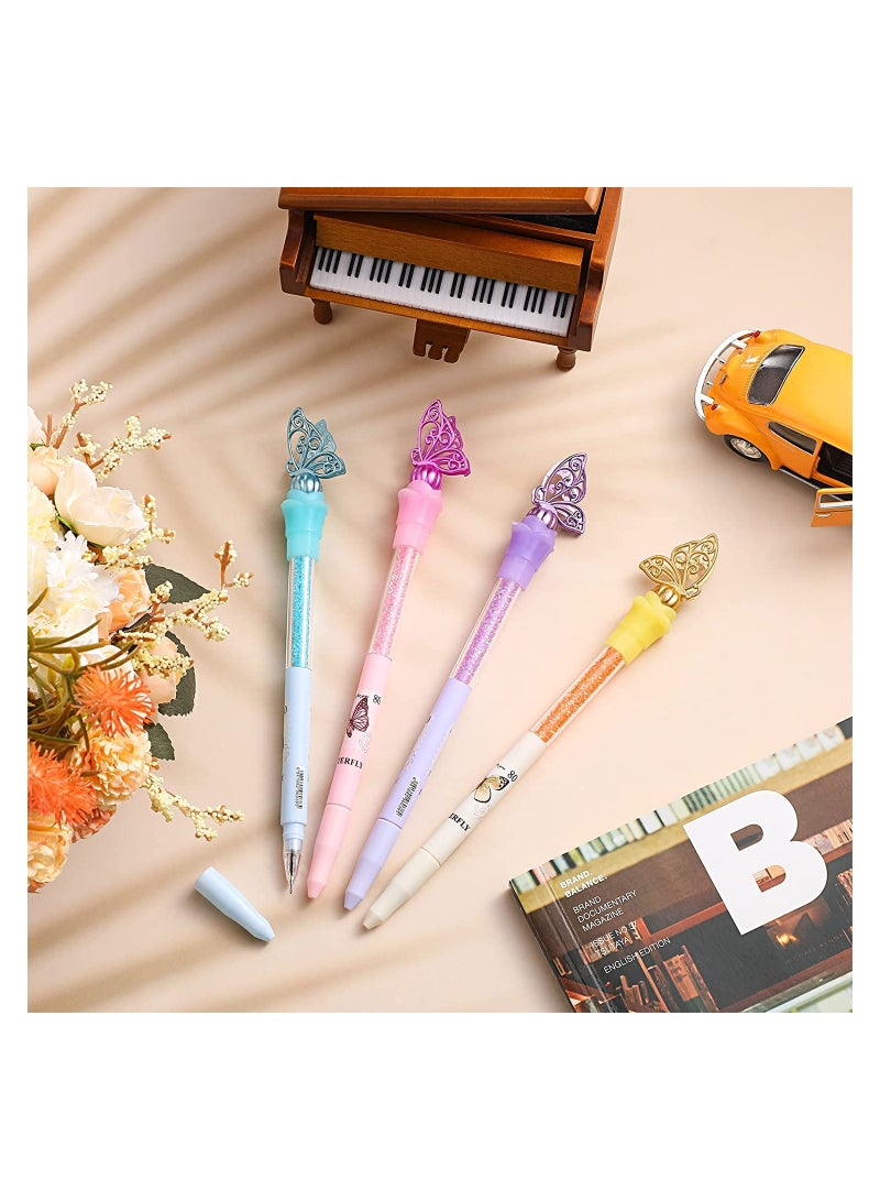 Generic erfly Pens, Bling Rhinestone Black Ink Pens Bulk, Glitter Crystal Pens with erfly on Top, for School Office Wedding erfly Theme Birthday Present, 4 Colors, 24 Pcs - Image 5
