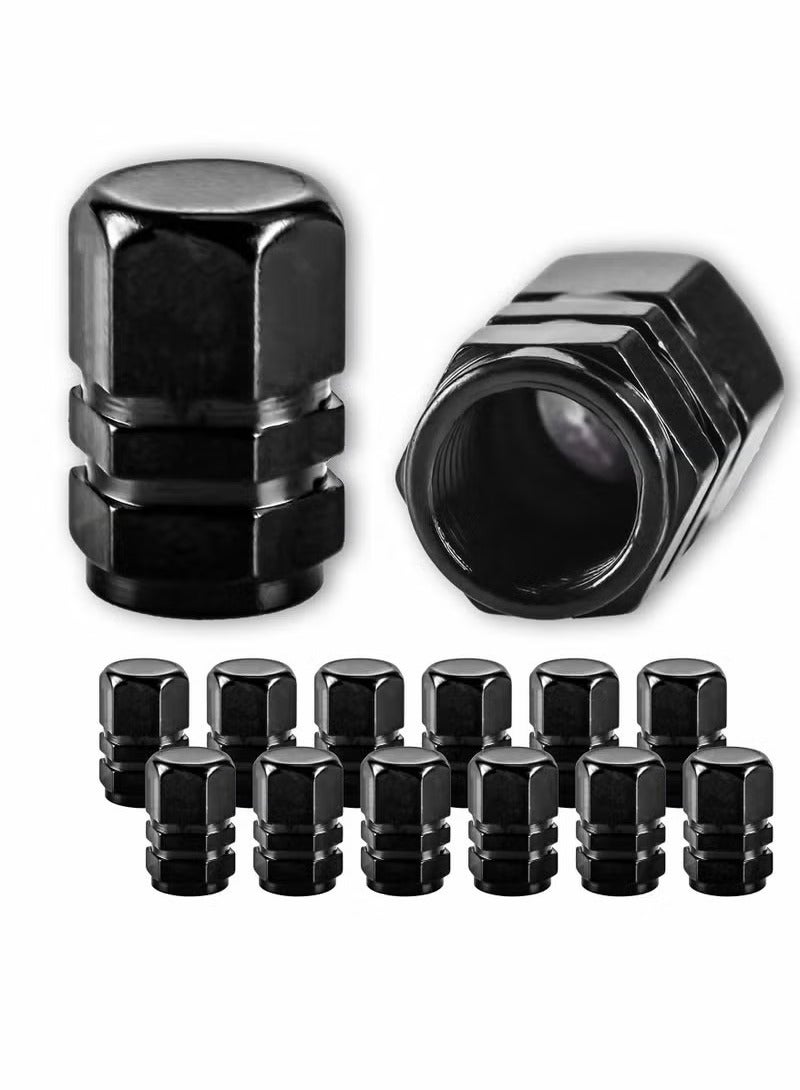 Beauenty Tire Valve Caps, Heavy-Duty Stem Covers, Dust Proof, Hexagon Design ,Outdoor, All Weather, Leak Proof Air Protection ( 12 Pack, Black ) - Image 1