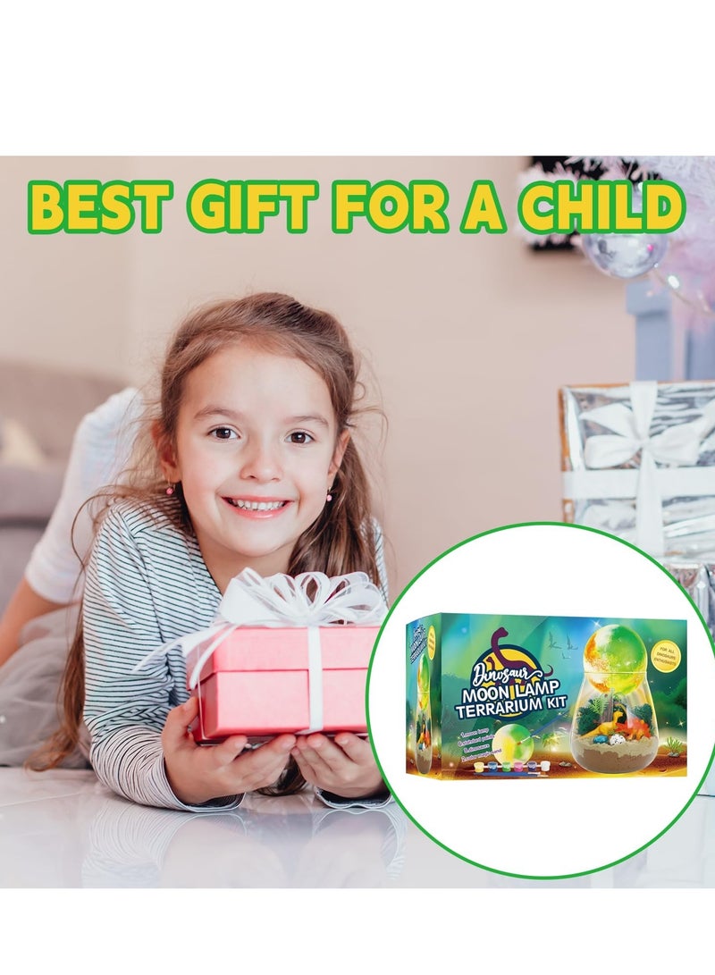 راكاي مجموعة أدوات يدوية لتيراريوم الديناصورات، هدايا ديناصورات للأولاد، هدية عيد ميلاد للأطفال الأولاد من سن 4 و5 و6 و7 و8 و12 عامًا، فنون وحرف يدوية، مصباح قمري LED ليلي يمكنك صنعه بنفسك، هدايا - Image 5