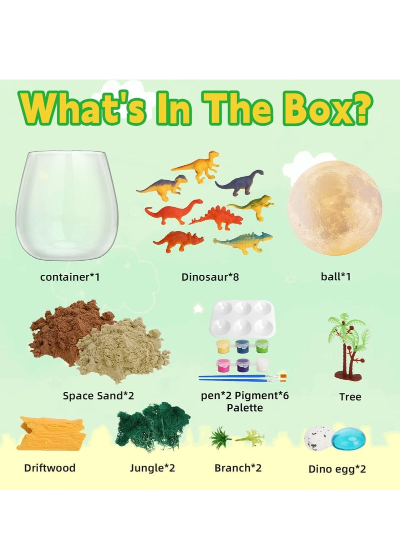 راكاي مجموعة أدوات يدوية لتيراريوم الديناصورات، هدايا ديناصورات للأولاد، هدية عيد ميلاد للأطفال الأولاد من سن 4 و5 و6 و7 و8 و12 عامًا، فنون وحرف يدوية، مصباح قمري LED ليلي يمكنك صنعه بنفسك، هدايا - Image 4