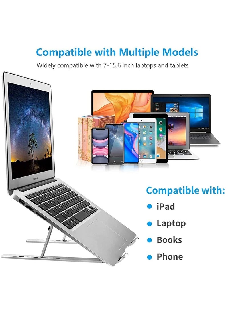 ELTRAZONE Adjustable Laptop Stand, Portable Aluminium Laptop Riser Laptop Holder for Desk, Foldable Ventilated Cooling Computer Support Stand for Apple MacBook Pro/Air, HP, Sony, Dell, More 10-15.6” - Image 2