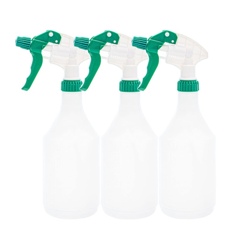 Clay Roberts Water Spray Bottles Mist and Jet Settings Pack of 3 Green 750ml Measuring Gauge Green Spray Bottles Cleaning Gardening Sprayer Bottle Water for Cleaning