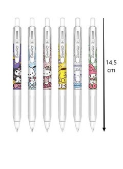 Sanrio Set of 6 Kuromi 0.5mm Press Sign Pens, Pompom Purin Girls Student Anime Melody Pachacco Cinnamoroll Pen  - Image 2