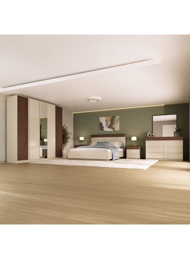 DANUBE HOME سرير ملكي بيلانو 160x200 مع تخزين في الرأس | تصميم حديث إطار سرير خشبي ملكي أثاث | سرير مريح (المخدة غير مشمولة) L217.2xW170.4xH115.4cm - بني فاتح/وينيغ - Image 5