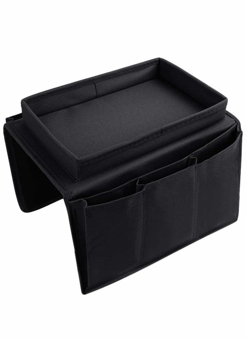Excefore Sofa Armrest Organizer with Cup Holder  Tablet Book Magazines Drinks Holder Pouch Tray Chair Arm TV Remote Holder for Recliner Couch Armchair Caddy Bedside Storage Pockets Bag for Cellphone  - Image 4