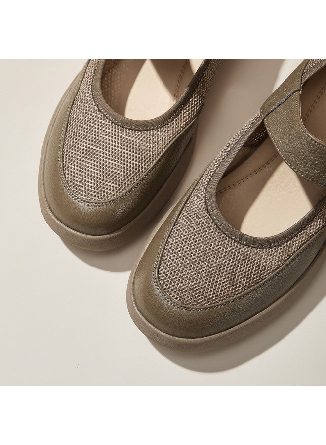 YEARCON أحذية ماري جين النسائية من ليب مونس، جديدة بتصميم ريترو مع فيلكرو، مناسبة لفصلي الربيع والخريف، بسيطة وقصيرة، مسطحة وعصرية. - Image 3