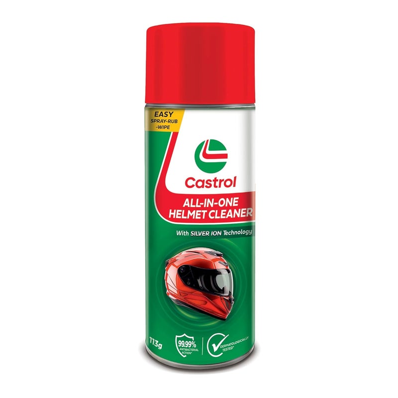 Castrol منظف خوذة شامل - رذاذ رغوي مضاد للروائح ومضاد للبكتيريا | رذاذ واحد للخوذة من الداخل والخارج | مختبر جلدياً | يجف بسرعة | مناسب لجميع الخوذات (125 مل) - Image 1