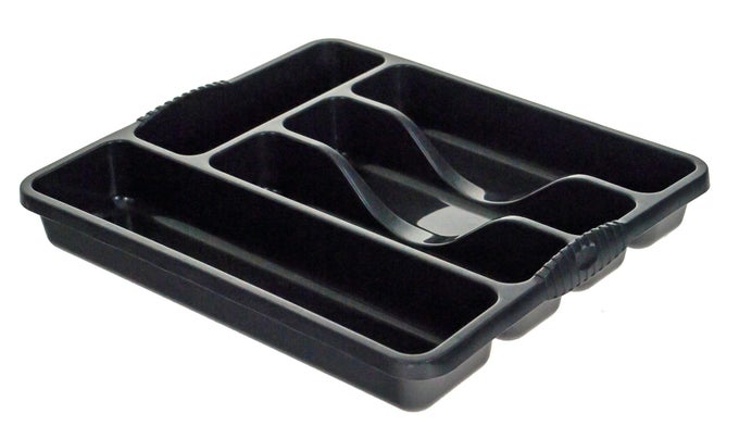 PLASTIC KITCHEN CUTLERY TRAY ORGANISER RACK HOLDER DRAWER INSERT TIDY STORAGE MIDNIGHT