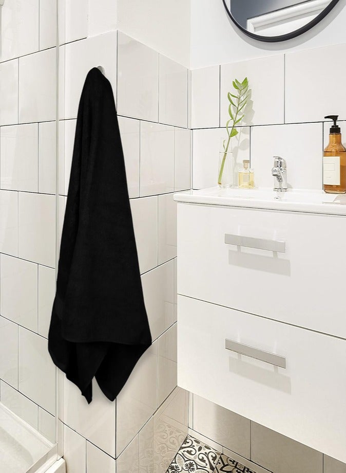 1Chase Set of 2 - 70x140 CM Premium Bath Towel 650 GSM , Black - Image 2