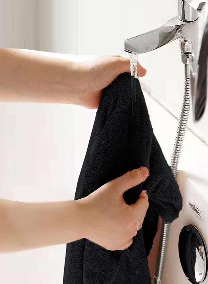 1Chase Set of 2 - 70x140 CM Premium Bath Towel 650 GSM , Black - Image 4