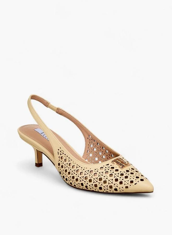 ELLE Women Cutout Accent Slingback Kitten Heel Sandals