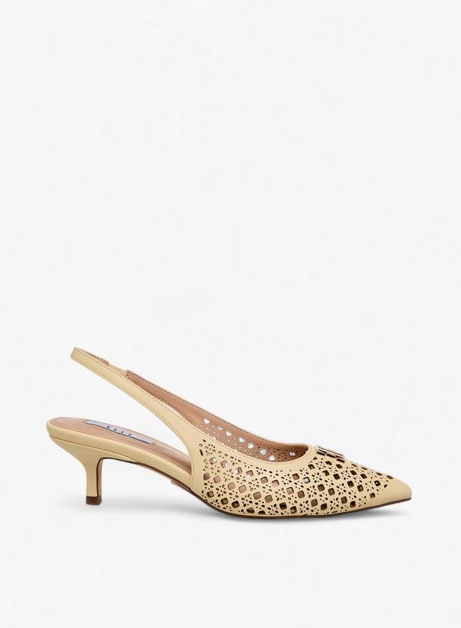 ELLE Women Cutout Accent Slingback Kitten Heel Sandals - Image 3