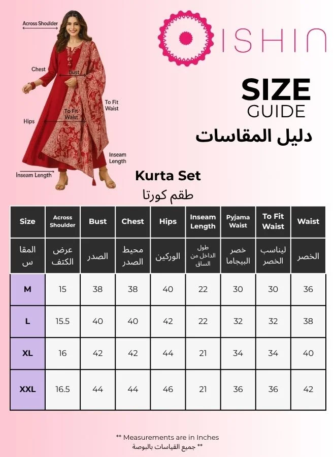 ISHIN Women's Off White Cotton Blend Embellished Button Down Full Length Palazzo Straight Fit Kurta Set