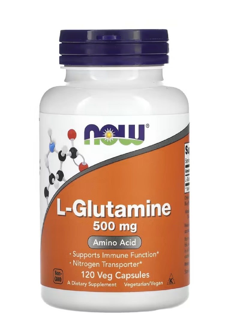now L-جلوتامين 500 ملغ 120 كبسولة نباتية