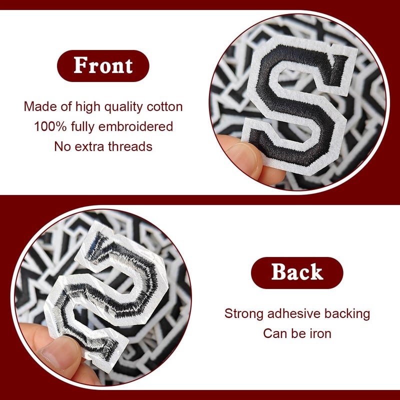 CXWLJL 104Pcs Iron on Letter Patches, Letters A-Z Embroidered Applique Patches for Clothes, Skirts, Hats, Socks, Jeans DIY Accessories - Black - Image 3