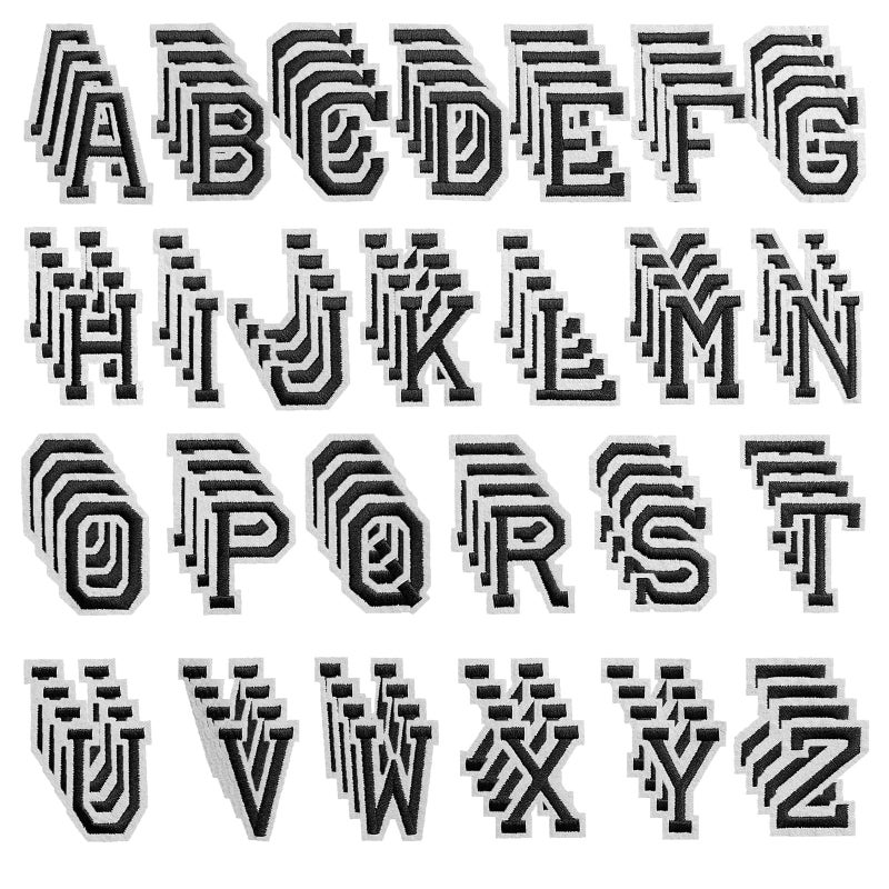CXWLJL 104Pcs Iron on Letter Patches, Letters A-Z Embroidered Applique Patches for Clothes, Skirts, Hats, Socks, Jeans DIY Accessories - Black - Image 1