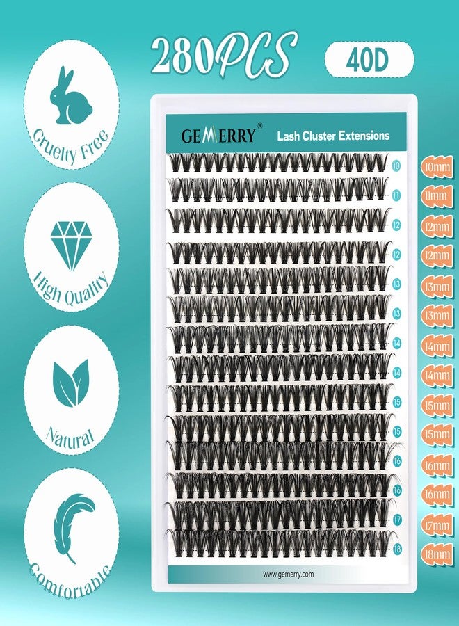 جيمري مجموعة GEMERRY لتطويل الرموش للمبتدئين، 280 قطعة، مجموعة عناقيد رموش فردية 0.07D، 10-18 مزيج، مجموعة تطويل الرموش، غراء لتطويل الرموش (40D-0.07D، 10-18 مزيج - مجموعة) - Image 2