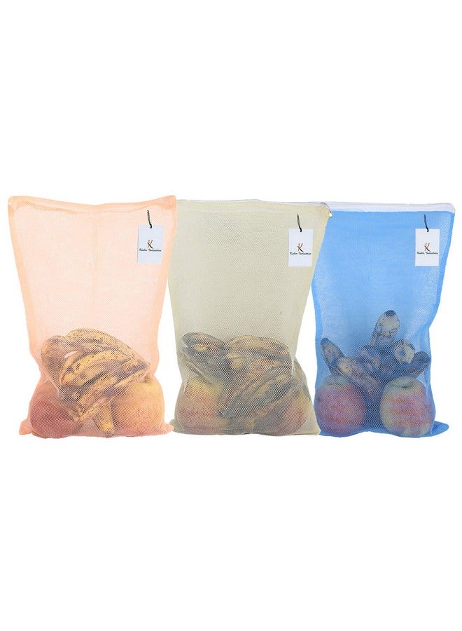 Kuber Industries Reusable Mesh Fridge Bag|Plain Design With Microfiber Material|Zipper Plus Handy (Assorted) (Pack of 6)