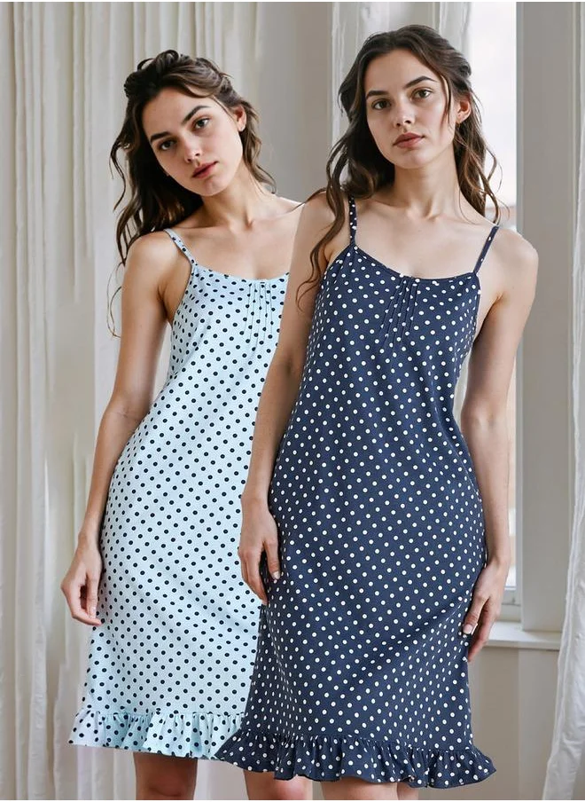 FAV Set of 2 - Polka Dot Print Slip Dress