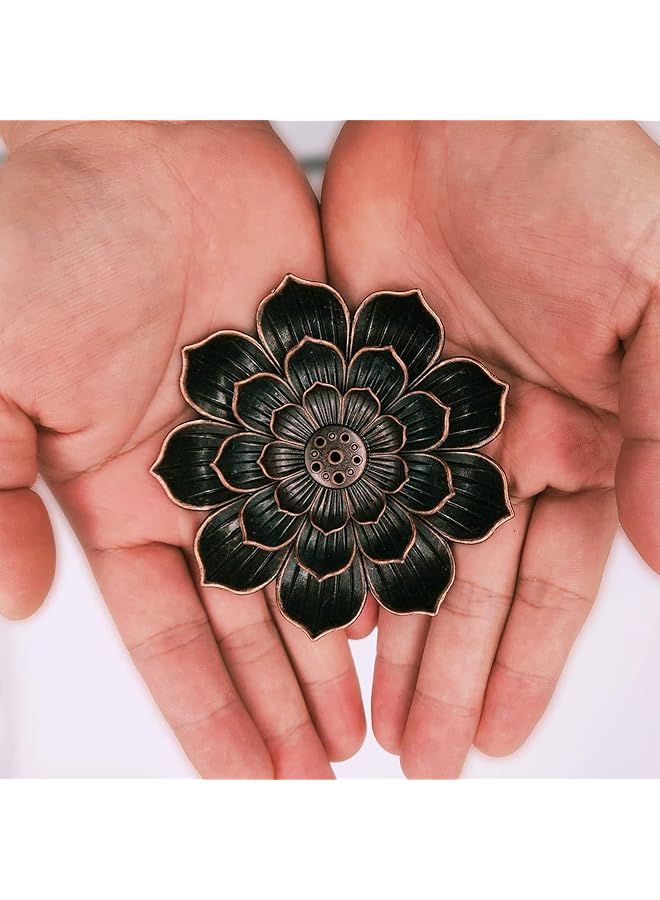 erorex Incense Holder Brass Incense Burner Lotus Shaped Ash Catcher Tray Incense Sticks Holder Insencents Burner For Home Fragrance Accessories  - Image 3