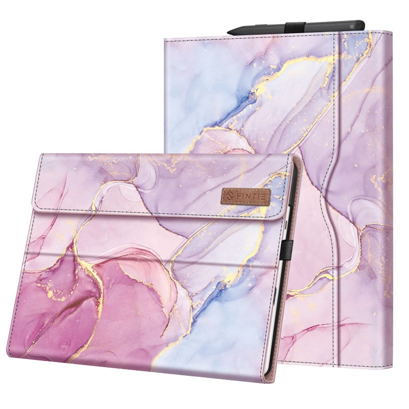 Fintie Case for 13 Inch Microsoft Surface Pro 11/10/9 - Multiple Angle Viewing Portfolio Business Cover with Pocket & Stylus Holder, Compatible with Type Cover Keyboard, Glitter Marble - Image 1