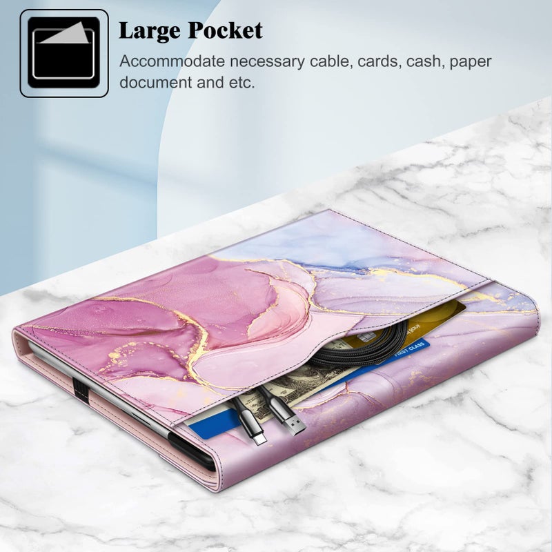 Fintie Case for 13 Inch Microsoft Surface Pro 11/10/9 - Multiple Angle Viewing Portfolio Business Cover with Pocket & Stylus Holder, Compatible with Type Cover Keyboard, Glitter Marble - Image 5