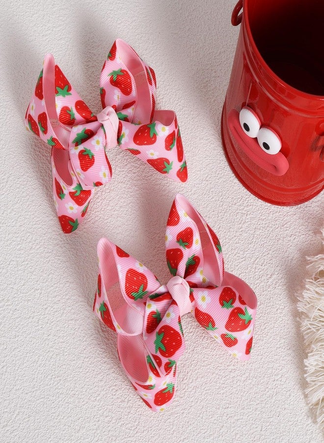 ميروكش قطعتان من مشابك شعر على شكل فيونكة مزينة بشريط فراولة، طول كل منها 4.3 بوصة، مشابك شعر على شكل فاكهة استوائية، دبابيس شعر على شكل تمساح، مناسبة للفتيات والمراهقات والأطفال الصغار والنساء، مثالية لحفلات أعياد الميلاد وحفلات الصيف، إكسسوارات تزيين الفساتين، هدية - Image 2