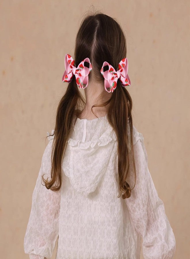 ميروكش قطعتان من مشابك شعر على شكل فيونكة مزينة بشريط فراولة، طول كل منها 4.3 بوصة، مشابك شعر على شكل فاكهة استوائية، دبابيس شعر على شكل تمساح، مناسبة للفتيات والمراهقات والأطفال الصغار والنساء، مثالية لحفلات أعياد الميلاد وحفلات الصيف، إكسسوارات تزيين الفساتين، هدية - Image 3