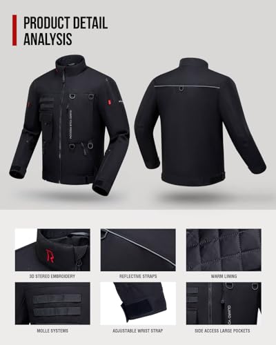 RIDEIRON Motorcycle Jacket, CE Certified, Windproof Riding Protective Gear, All Season Jacket with Removable Liner XXL - Image 4