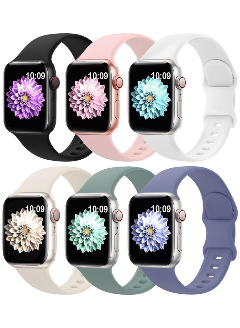 AP 6 Pack Sport Bands Compatible with Apple Watch Band 38mm 40mm 41mm ,Soft Silicone Waterproof Wristbands Compatible with iWatch Apple Watch Series 10 8 7 6 5 4 3 2 1（41/40/38mm） - Image 1