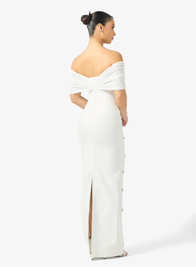 Ginger Boutique Off Shoulder Rhinestone Embellished Bodycon Dress