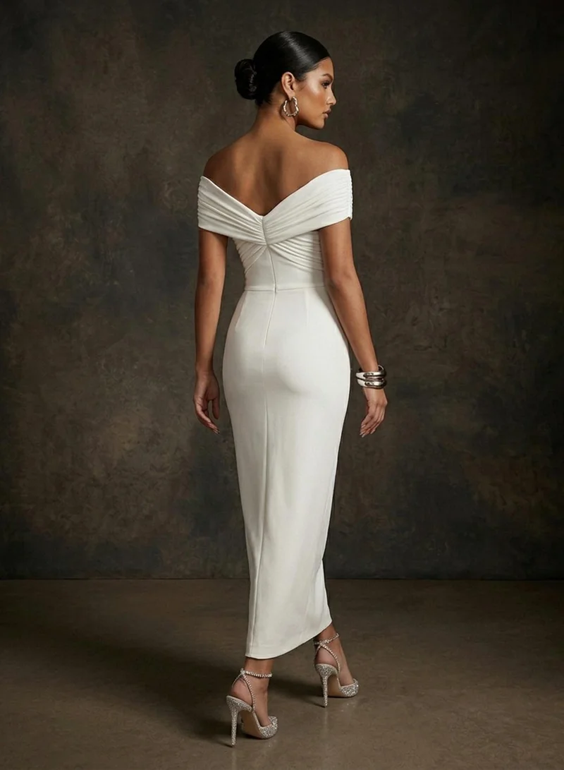 Ginger Boutique Off Shoulder Rhinestone Embellished Bodycon Dress