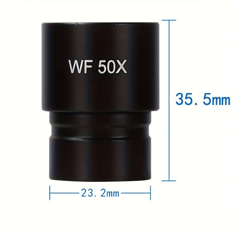 عدسة ميكروسكوب 50x سوداء WF كلها معدنية من الزجاج البصري 23.2 مم - Image 2