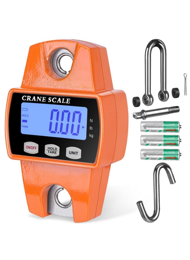 660lb Digital Hanging Scale with Cast Aluminum Case, Handheld 300Kg Mini Crane Scale with Hooks for Farm Hunting Fishing Outdoor (Orange) - Image 1