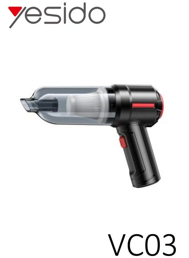 Yesido VC03 4500Pa Rechargeable Wireless Mini Portable Handheld Vacuum Cleaner – Powerful 4500PA Suction for Home, Car, Office – Cordless Design with 2000mAh Battery – Compact, Lightweight Vacuum Cleaner for Quick and Efficient Cleaning – Easy to Use and Maintain - Image 2