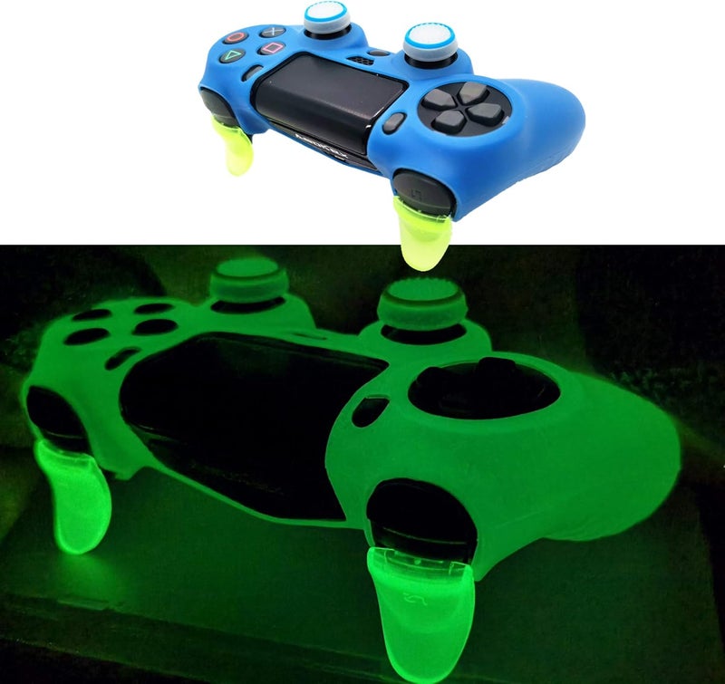 Asokex Ps4 Controller Skin Silicone Case Grip Glow in Dark Protective Cover for PS4/slim/Pro Dualshock 4 Controller(Glow Royal Blue) - Image 1